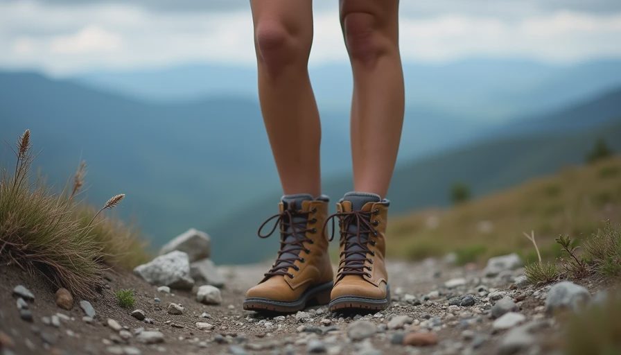 Hiking boots paused on a rugged rocky trail in the White Mountains of New Hampshire.webp